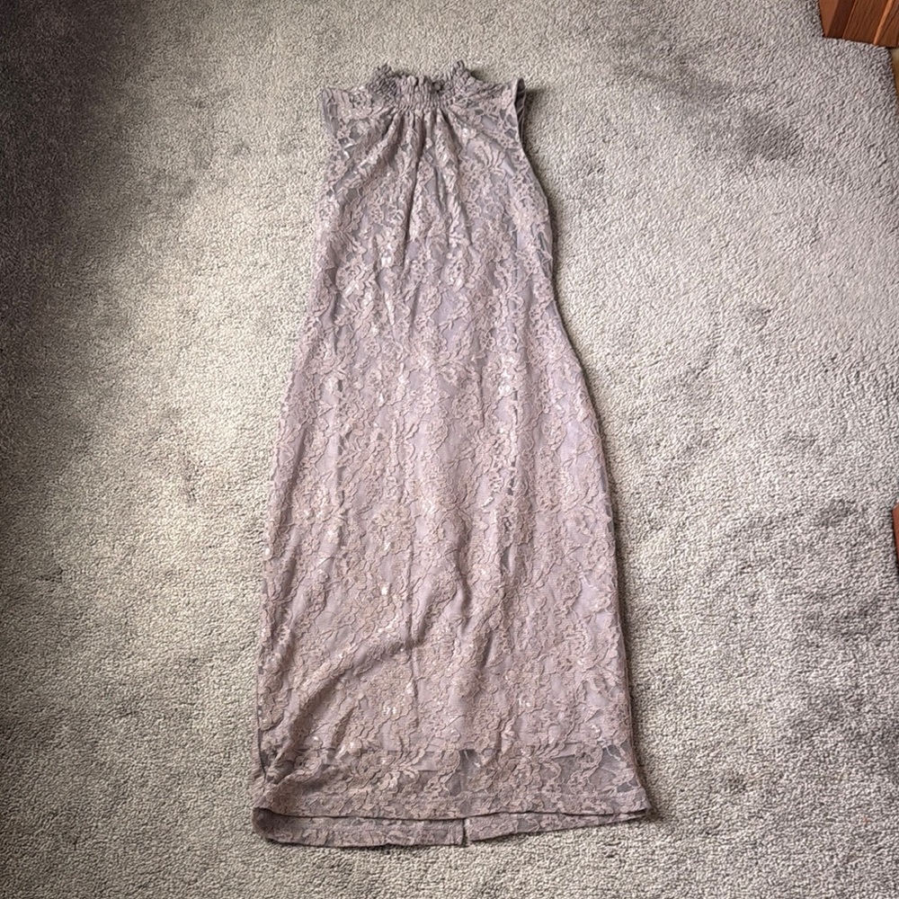New York & Company Taupe Sleeveless Sheath Lace Dress SIZE XS